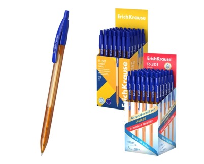 ErichKrause R-301 Matic Amber Boligrafo Retractil - Punta de 0.7mm - Trazo 0.35mm - Color Azul
