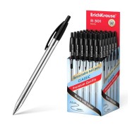 ErichKrause R-301 Matic Boligrafo Retractil Punta de Bola 1.0mm - Tinta de Secado Rapido - Cuerpo Transparente - Color Negro