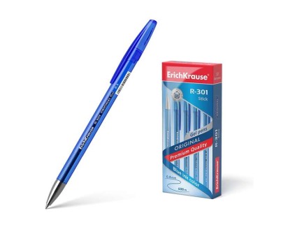 Erichkrause R-301 Original Boligrafo de Tinta de Gel - Punta 0.5mm - Trazo 0.4mm - Cuerpo Translucido Tintado - Grip Perfilado Comodo - Secado Rapido - Color Azul