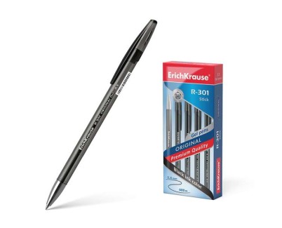 Erichkrause R-301 Original Boligrafo de Tinta de Gel - Punta 0.5mm - Trazo 0.4mm - Cuerpo Translucido Tintado - Grip Perfilado Comodo - Secado Rapido - Color Negro