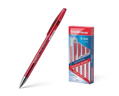 Erichkrause R-301 Original Boligrafo de Tinta de Gel - Punta 0.5mm - Trazo 0.4mm - Cuerpo Translucido Tintado - Grip Perfilado Comodo - Secado Rapido - Color Rojo