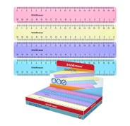 Erichkrause Regla de Plastico 20cm - Escala a Doble Cara - Colores Rosa, Azul, Violeta y Amarillo Pastel