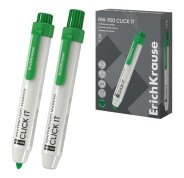 ErichKrause RW-700 Click it Rotulador para Pizarra Blanca - Sistema Retractil - Punta Conica - Trazo de 2.0mm - Tinta a Base de Alcohol - No Toxico - Facil de Borrar - Secado Rapido - Color Verde