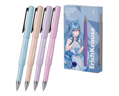 ErichKrause Severe Stick Manga Boligrafo con Capuchon - Modelos Surtidos - Trazo 0.28mm - Tinta de Secado Rapido - Color Azul