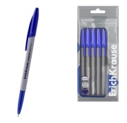 ErichKrause Slender Stick Grey Pack de 8 Boligrafos con Capuchon - Punta de Aguja 0.7mm - Cuerpo Opaco Gris - Trazo 0.26mm - Tinta de Baja Viscosidad - Tapa Ventilada - Color Azul