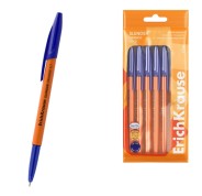 ErichKrause Slender Stick Orange Pack de 8 Boligrafos con Capuchon - Punta de Aguja 0.7mm - Cuerpo Opaco Naranja - Trazo 0.26mm - Tinta de Baja Viscosidad - Tapa Ventilada - Color Azul