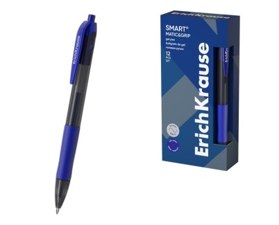 Erichkrause Smart-Gel Boligrafo Retractil - Punta de 0.5mm - Trazo de 0.4mm - Cuerpo Translucido Redondo - Tinta de Gel de Secado Rapido - Color Azul