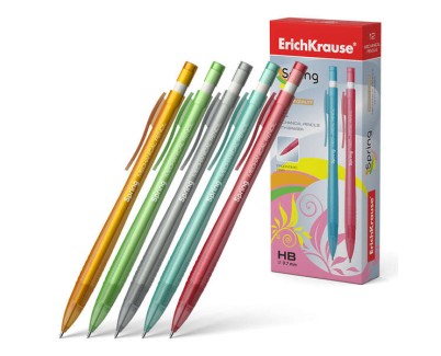 Erichkrause Spring Portaminas 0.7mm HB - Goma de Borrar - Para Minas 0.7mm - Colores Surtidos