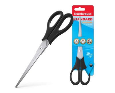 Erichkrause Tijeras Standard - Cuchillas de Acero Inoxidable - Afilado Doble Avanzado - Resistente a La Corrosion - Mangos de Plastico Resistente - Color Negro