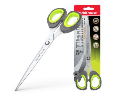 Erichkrause Tijeras Titanium - Cuchillas Revestidas de Titanio - Acero Inoxidable de Alta Calidad - Resistente a la Corrosion - Mangos Clasicos - Color Gris/Verde