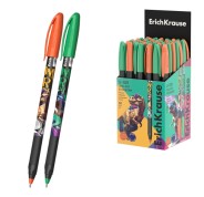 ErichKrause U-109 Stick and Grip Dino Art Boligrafo con Capuchon - Modelos Surtidos - Trazo 0.3mm - Zona de Agarre de Goma - Tinta de Baja Viscosidad - Tapa Ventilada - Color Azul