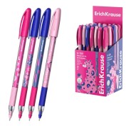 ErichKrause U-109 Stick and Grip Pinna Kotta Boligrafo con Capuchon - Modelos Surtidos - Trazo 0.3mm - Zona de Agarre de Goma - Tinta de Baja Viscosidad - Tapa Ventilada - Color Azul