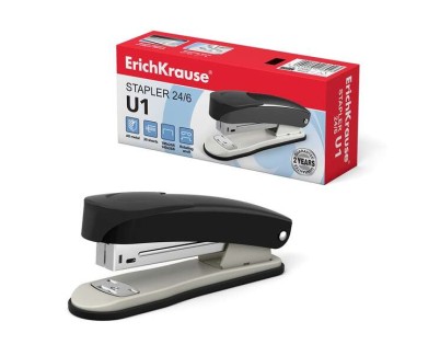 Erichkrause U1 Grapadora Metalica - Hasta 30 Hojas - Capacidad 100 Grapas 24/6 o 140 Grapas 26/6 - Grapado Permanente y Temporal - Profundidad del Papel 60mm - Color Negro