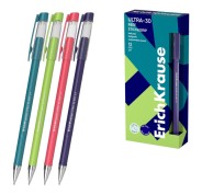 ErichKrause ULTRA-30 Stick and Grip Reef Boligrafo con Capuchon - Modelos Surtidos - Trazo 0.26mm - Zona de Agarre de Goma - Tinta de Baja Viscosidad - Tapa Ventilada - Color Azul