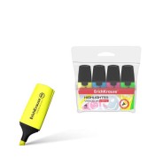 Erichkrause Visioline Mini Pack de 4 Marcadores - Miniformato con Divertidos Emoticonos - Colores: Amarillo, Verde, Azul, Rosa - Fluorescente