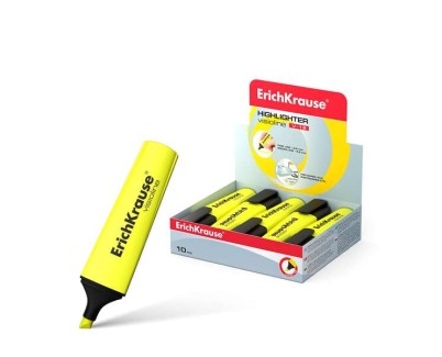 Erichkrause Visioline V-12 Marcador Fluorescente - Punta Biselada - Tinta a Base de Agua - Color Amarillo