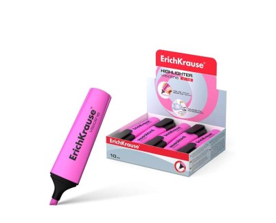 Erichkrause Visioline V-12 Marcador Fluorescente - Punta Biselada - Tinta a Base de Agua - Color Rosa