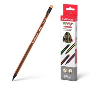 Erichkrause Vivo HB Lapiz de Grafito Triangular con Goma de Borrar - Madera Seleccionada - Alta Resistencia al Impacto - Facil Afilado - Cuerpo de Colores Surtidos