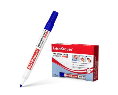 Erichkrause W-500 Rotulador para Pizarra Blanca - Punta en Forma de Bala - Trazo de 0.8 a 2.5mm - Tinta a Base de Alcohol - Color Azul
