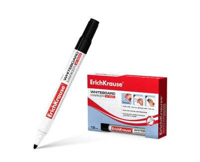 Erichkrause W-500 Rotulador para Pizarra Blanca - Punta en Forma de Bala - Trazo de 0.8 a 2.5mm - Tinta a Base de Alcohol - Color Negro