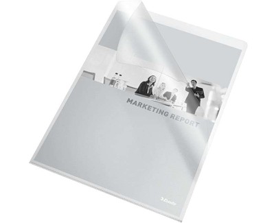 Esselte 30Q Caja de 100 Dossiers Uñero - Formato Folio - PVC Flexible - Grosor 140 Micras - Color Transparente