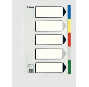 Esselte 613 Bolsa de 5 Separadores de Plastico - 5 Pestañas / 5 Colores - Multitaladro - Formato Folio