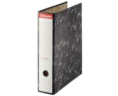 Esselte Archivador de Palanca - Carton - Formato Folio - Lomo 75mm - Capacidad para 500 Hojas - Color Negro Jaspeado