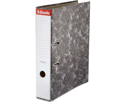Esselte Archivador de Palanca Formato Folio - Lomo 75mm - Capacidad para 500 Hojas - Color Negro Jaspeado