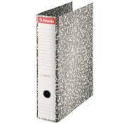 Esselte Archivador de Palanca Formato Folio - Lomo 75mm - Ollao y Cantoneras Metalicas - Capacidad para 500 Hojas - Forrado de Papel jaspeado - Color Gris Jaspeado