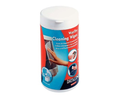 Esselte Bote de 50 Toallitas Secas y 50 Toallitas Humedas para Pantallas, Superficies Plasticas, Impresoras, Teclados, Telefonos y Equipos de Oficina