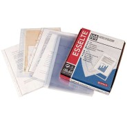 Esselte Caja de 100 Fundas Porta Documentos Multitaladro-16 - Tamaño Folio - 80 Micras - Cristal Liso Calidad Estandar - Transparente