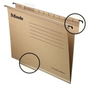 Esselte Classic A4 Pack de 50 Carpetas Colgantes Reforzadas A4 - 10 Veces Mas Resistente - Visores de Plastico Transparente - Etiquetas Blancas - 100% Carton Kraft Reciclado