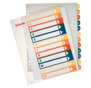 Esselte Indice para Proyectos Imprimible A4 Maxi Tipo 1-12 Multicolor - Multitaladro - Material PP Rigido 300 Micras, Portada 350 Micras