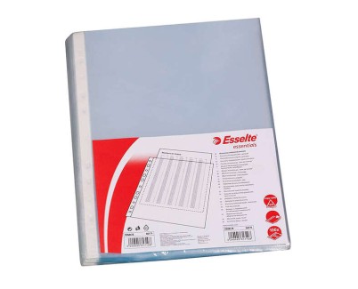 Esselte Pack de 100 Fundas Multitaladro Portadocumentos - Formato A4 - 16 Taladros - 80 Micras - Piel de Naranja - Color Transparente