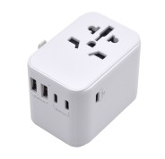 Ewent Adaptador de Viaje Universal - Conexiones para Europa (Schuko), USA, UK, Australia - 2xUSB-A - 3xUSB-C - Color Blanco