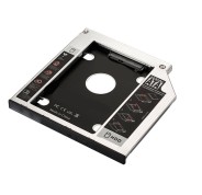 Ewent Adaptador Disco Duro de 7mm para Unidad Optica de 9.5mm en Portatil - Velocidad de Transferencia hasta 6 Gbps - Compatible con Acer, ASUS, HP, Fujitsu - Color Plata
