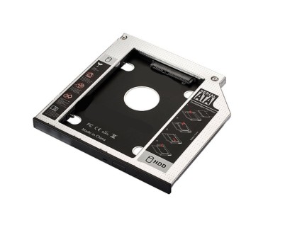 Ewent Adaptador Disco Duro de 7mm para Unidad Optica de 9.5mm en Portatil - Velocidad de Transferencia hasta 6 Gbps - Compatible con Acer, ASUS, HP, Fujitsu - Color Plata