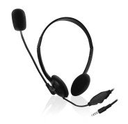 Ewent Auriculares de Chat con Microfono y Control de Volumen - Cable de 2m 1x Jack 3.5mm 4 Pines - Color Negro