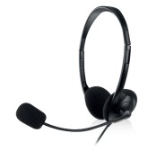 Ewent Auriculares Estereo - Microfono Integrado - 2x Jack de 3.5mm - Cable de 2.1m - Color Negro