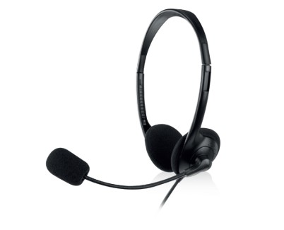 Ewent Auriculares Estereo - Microfono Integrado - 2x Jack de 3.5mm - Cable de 2.1m - Color Negro