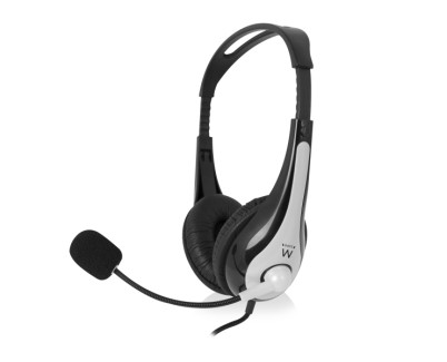 Ewent Auriculares Estereo - Microfono Integrado - 2x Jack de 3.5mm - Cable Trenzado de Nailon de 2m - Color Negro/Gris