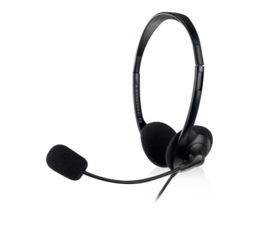 Ewent Auriculares Estereo USB - Microfono Integrado - Cable de 2.1m - Color Negro