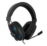 Ewent Auriculares Gaming - Microfono Integrado - Iluminacion RGB - Control de Volumen y Microfono - Diadema Ajustable - Cable de Nylon de 1.5m - Color Negro