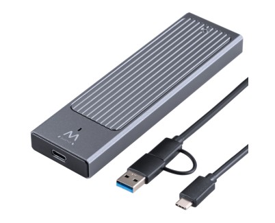 Ewent Caja Externa USB 3.2 USB-C - SSD, Cable USB C-C y USB C-A - Color Negro