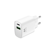Ewent Cargador de Pared USB-C/PD + USB-A/QC 20W - Color Blanco