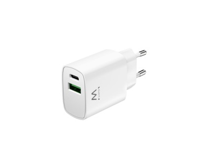 Ewent Cargador de Pared USB-C/PD + USB-A/QC 20W - Color Blanco