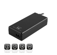 Ewent Cargador Universal Automatico para Portatil - Home 90W - 11 Puntas - Color Negro