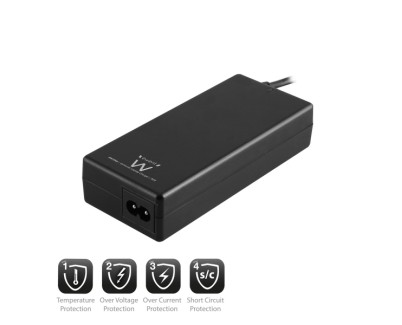 Ewent Cargador Universal Automatico para Portatil - Home 90W - 11 Puntas - Color Negro