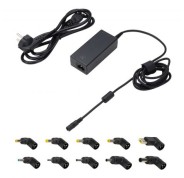 Ewent Cargador Universal para Portatil de 65W - 10 Clavijas Intercambiables - Automatico - Gestion Inteligente de Corriente - Color Negro