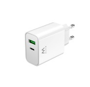 Ewent Cargador USB-C 30W - Carga Rapida y Segura - 1x USB-A - Color Blanco